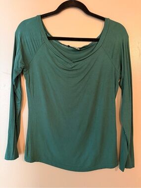 SHEIN Teal Long Sleeve Scoop Neck Top